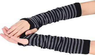 DEELIN Sale Clearance Fashion Womens Winter Warm Wrist Arm Hand Warmer Knitted Long Fingerless Gloves Mitten Outdoor Ladies Thick Gloves Black
