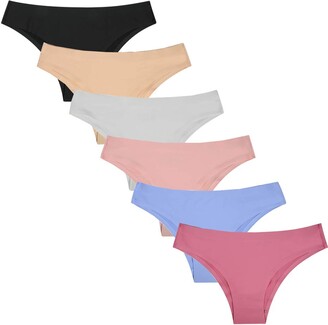 Nightease Women's Seamless Ice Silk Tanga Bikini Panties Set of 6