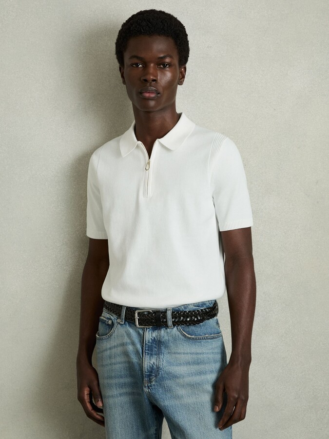 Reiss Cotton Half-zip Knitted Polo Shirt