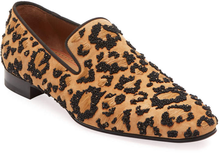 leopard slip on loafers