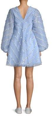 Ganni Rosenfeld Daisy Appliqué Mini Trapeze Dress