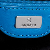 Thumbnail for your product : Aigner Sky Blue Ostrich Embossed Leather Double Zip Shoulder Bag