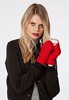 Thumbnail for your product : Missguided Barbs Cable Knit Fingerless Gloves Red