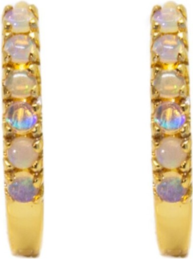 Nasi Silver Green Adaya Huggie Hoops- Opal Gold