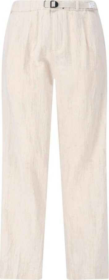 White Sand Textured Belted Pants