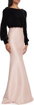 Thumbnail for your product : Badgley Mischka Two-Tone Velvet Bow Back Gown