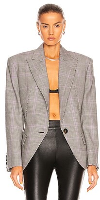 Alexandre Vauthier Oversized Plaid Blazer in Charcoal