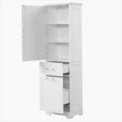 Highland Dunes Tall Bathroom Storage Cabinet Storage Cabinet With Different Size Drawers And Adjustable Shelf