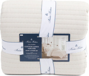 TJMAXX Linen Blend Channel Stitch Duvet Set, Cotton/Polyester/Linen
