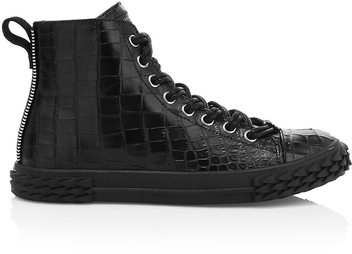 Giuseppe Zanotti Crocodile-Embossed Leather High-Top Sneakers -