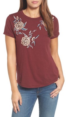 Lucky Brand Women's Floral Embroidered Tee