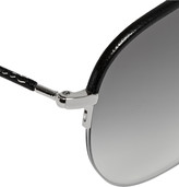 Thumbnail for your product : Cutler and Gross Leather-Trimmed Acetate Aviator Sunglasses