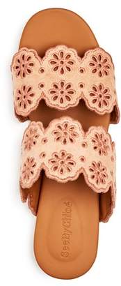 See by Chloe Women's Floral Eyelet Suede Slide Sandals