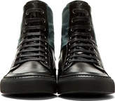 Thumbnail for your product : Damir Doma Black & Green Leather Sine High Top Sneakers