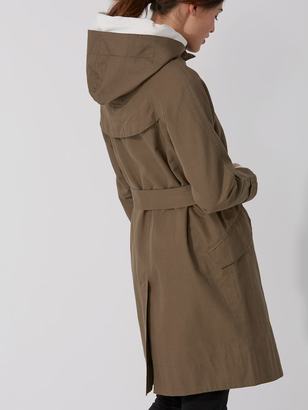 Frank and Oak Cotton-Linen Hooded Anorak in Olive