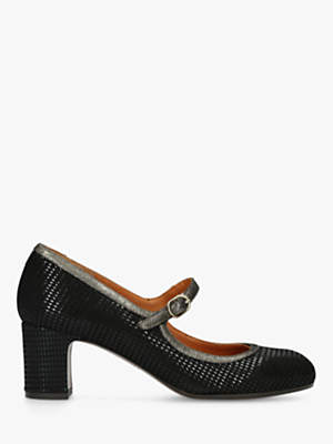 Chie Mihara Happo Mid Heel Court Shoes, Black Leather
