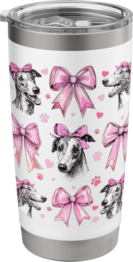 Womens Pink Coquette Bow Greyhound Dog Gifts Greyhound Dog Mom Girl Coquette Bow Pink Stainless Steel Insulated Tumbler