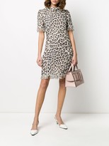 Thumbnail for your product : Blumarine Fringed Leopard Fitted Dress