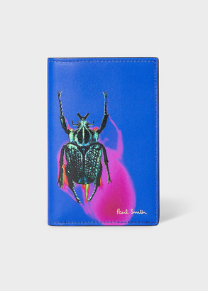 Paul Smith Men's Royal Blue 'Photographic Beetle' Print Leather Credit Card Wallet