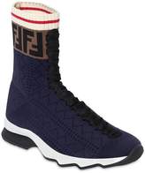 Thumbnail for your product : Fendi 30mm Logo Stretch Knit High Top Sneakers