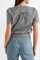 Thumbnail for your product : Madewell Gingham Cotton-poplin Wrap Top - Black