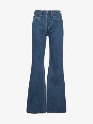 RE/DONE Blue high waisted flared jeans