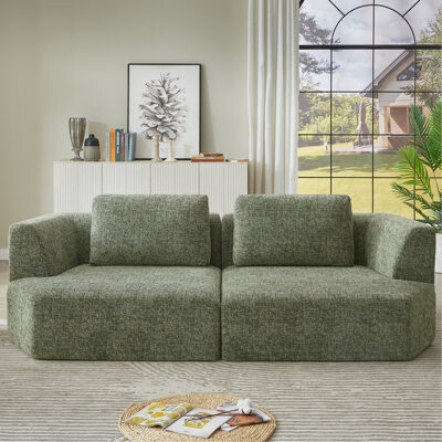 Latitude Run Oversized 3 Seater Compressed  Chenille No Assembly And Comfortable For Mini Office Spaces Made Of Chenille Fabric Space - Saving Soft Daily Rela