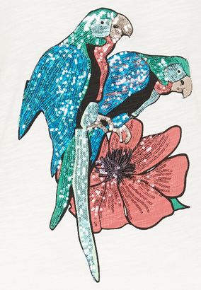 Hallhuber Sequined parrot print T-shirt