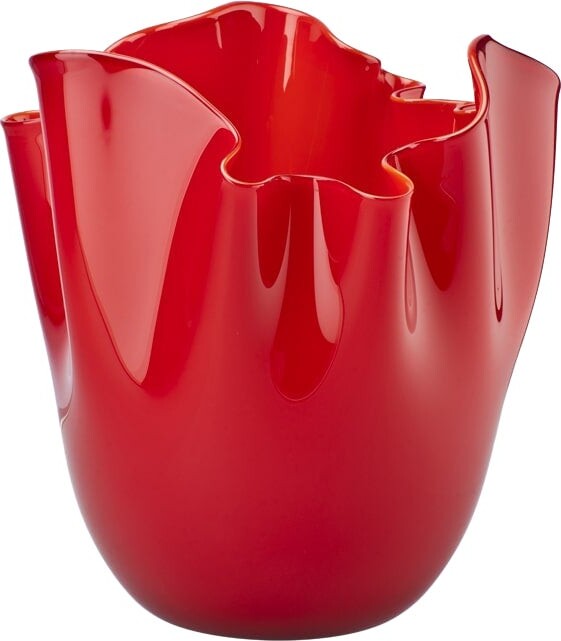 Venini 21st Century Fazzoletto Small Glass Vase In Red By Fulvio Bianconi E Paolo