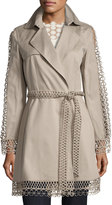 Thumbnail for your product : Elie Tahari Kathy Lace-Trimmed Trench Coat, Brown