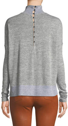 Rag & Bone Bowery Dropped-Shoulder Button-Back Turtleneck Sweater