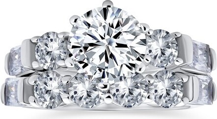 Bling Jewelry BlingJewelryClassicCathedralCocktailStatementRingBaguetteCZSideStones2CTSolitaireSize-7