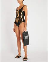 Thumbnail for your product : Moschino Metallic-logo high-leg swimsuit
