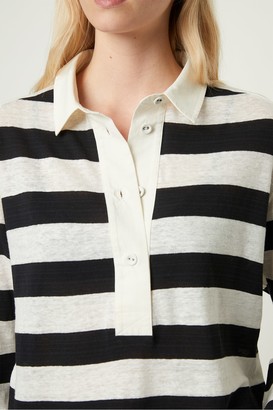French Connection Val Cotton Linen Jersey Popover Shirt