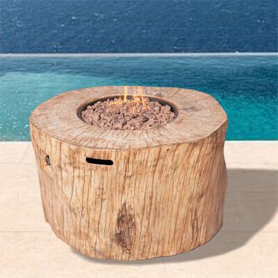 Fredirick 23.8'' H x 40'' W Magnesium Oxide Propane Outdoor Fire Pit Table with Lid