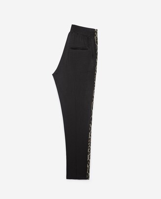 The Kooples Straight black viscose trousers w/side stripe