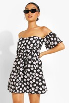 Thumbnail for your product : boohoo Petite Off Shoulder Daisy Print Skater Dress