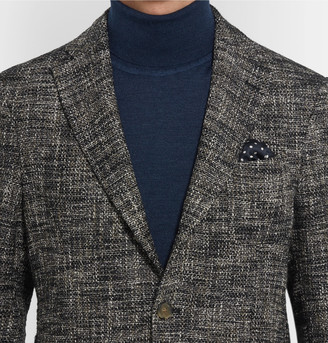 Etro Grey Slim-Fit Unstructured Textured Cotton-Blend Blazer