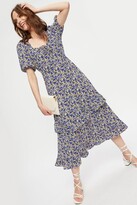 Thumbnail for your product : Dorothy Perkins Women's Purple Yellow Tie Front Midi Dress - 8