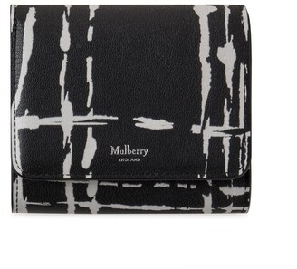 Mulberry Small Continental French Purse Black and White Printed Leather