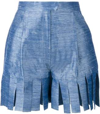 Tata-Naka Silk Cutout Fringe Shorts