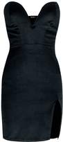 Thumbnail for your product : boohoo Petite Kasey Plunge Velvet Mini Bodycon Dress