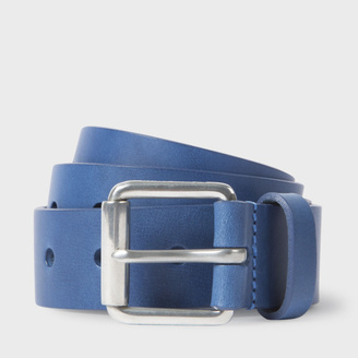 Paul Smith Men's Sky Blue Punched Hole Leather Belt