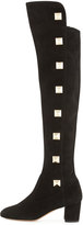 Thumbnail for your product : Valentino Rockstud Suede Over-the-Knee Boot, Black