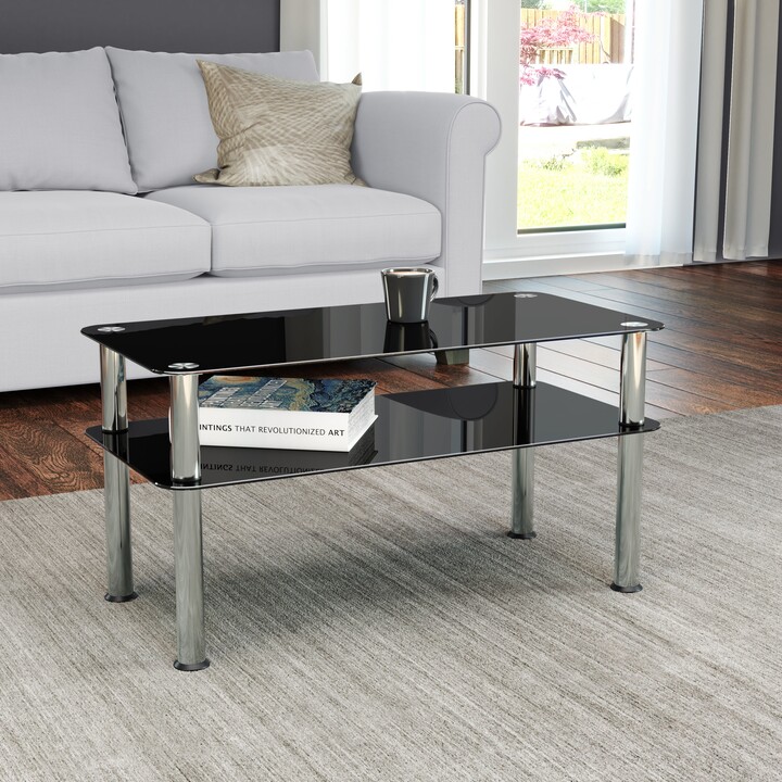 AVF Small Coffee Table, Black Glass with Chrome Legs Black - ShopStyle