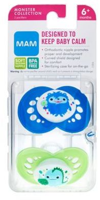 Mam Monsters Ages 6 Months and Up Pacifier in Blue/Green (2-Pack)