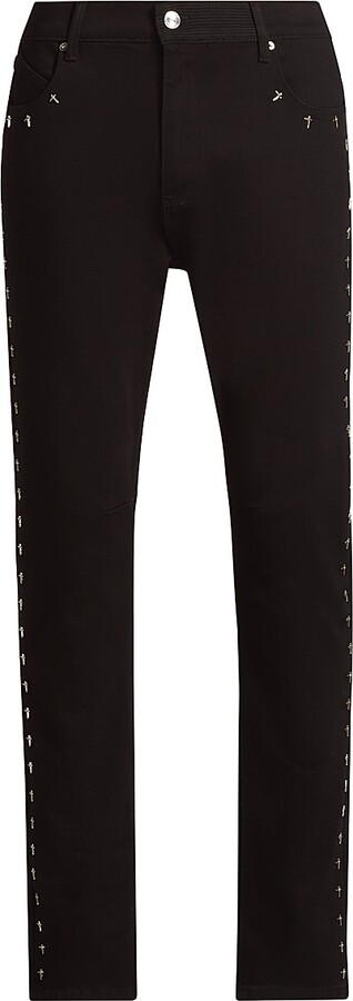 RtA Men's Bryant Cross Stretch High-Rise Slim-Fit Jeans - Black Cross - Size 28