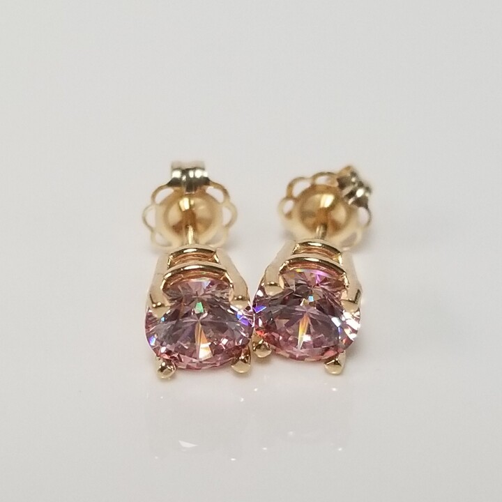 Etsy 5mm Estate 14K White Gold Only One Left Mystic 1Ct Lab Morganite Swarovski Pink Earrings Studs Stud Choice Ge322
