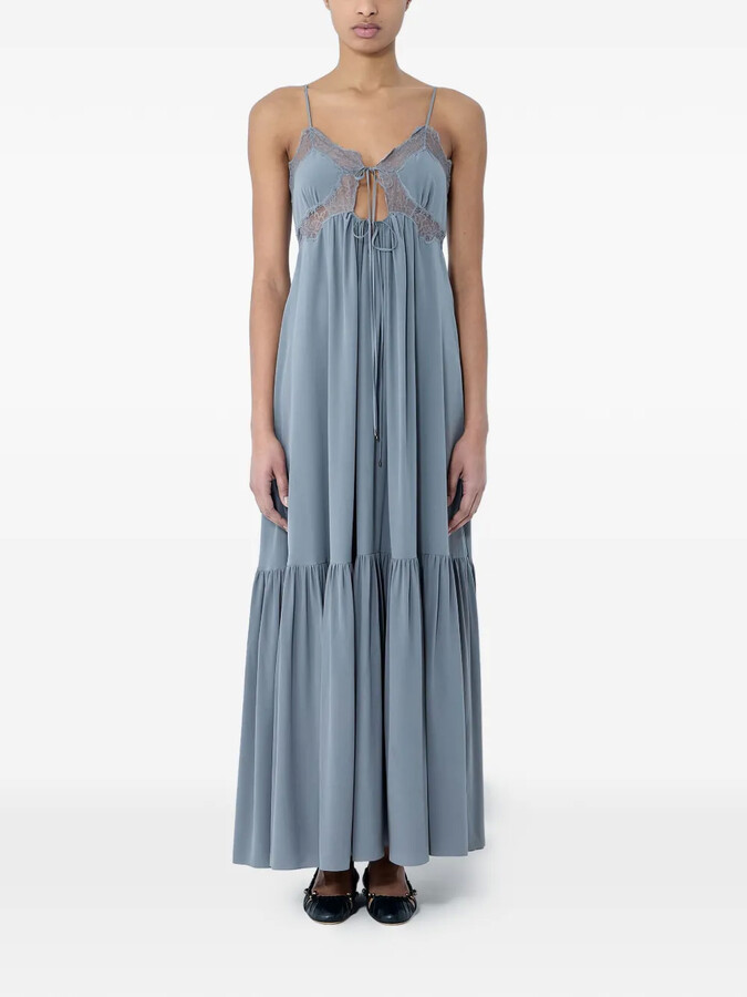 Chloé Lace-Trim Tiered Maxi Dress