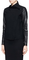 Thumbnail for your product : Nobrand Leather sleeve wool biker jacket